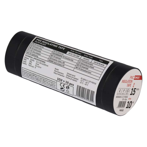 EMOS PVC Szigetelőszalag 15mm/10méter fekete, 10db / csomag