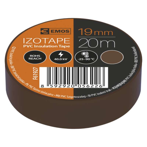 EMOS Szigetelőszalag 19mm/20méter barna 10db / csomag